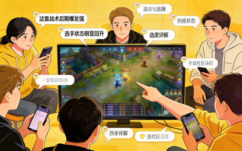 电竞社区讨论场景，用户围绕战术选择与选手状态进行高热度观点交流